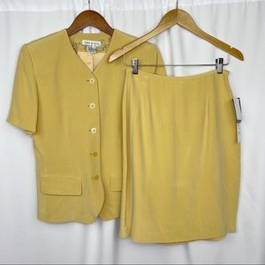 vintage yellow 100% silk two piece skirt set [0012]